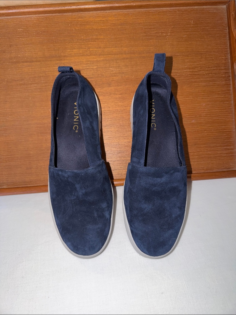 Vionic Women's Navy Suede Slip-On Sneakers